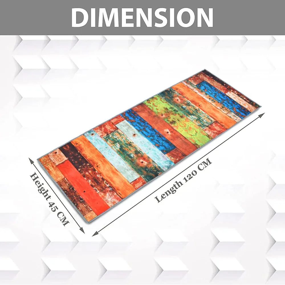 Ishro Home 3d Printed Bedside Runner Carpet Anti Skid For Home Kitchen Colour Stripes