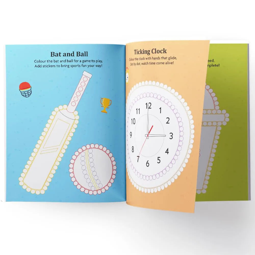 2000 Dotted Colouring Fun I Things Around Us Colouring Sticker Book for Kids Age 4+ I Packed with 2000 Stickers I 16 Pages + 4 Sticker Sheets I Fun Preschool Activity Book by Majestic Book Club