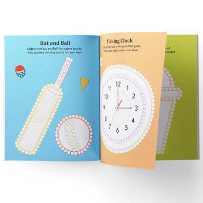 2000 Dotted Colouring Fun I Things Around Us Colouring Sticker Book for Kids Age 4+ I Packed with 2000 Stickers I 16 Pages + 4 Sticker Sheets I Fun Preschool Activity Book by Majestic Book Club