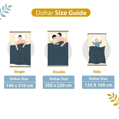 Divine Casa 100% Cotton Single Bed Dohar Lightweight & Soft AC Blanket Colour Blossom Haven Sky Blue