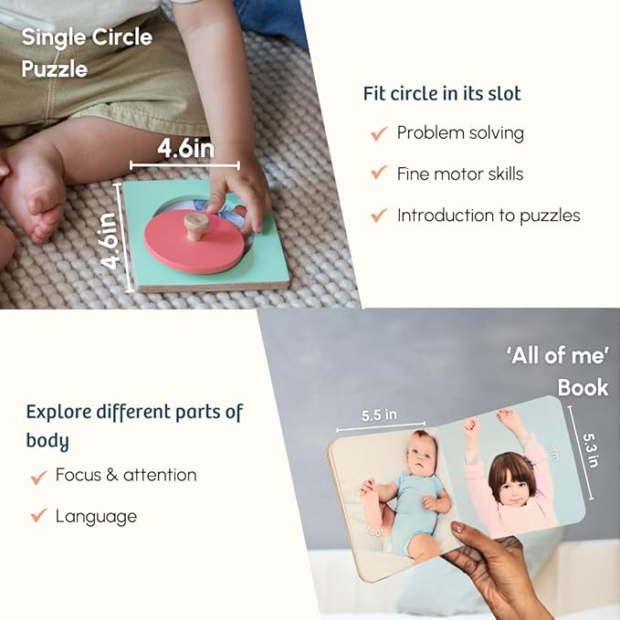 Curious Cub Baby Montessori Learning Wooden Box 4 | Builds Hand-eye Coordination & Language Skills