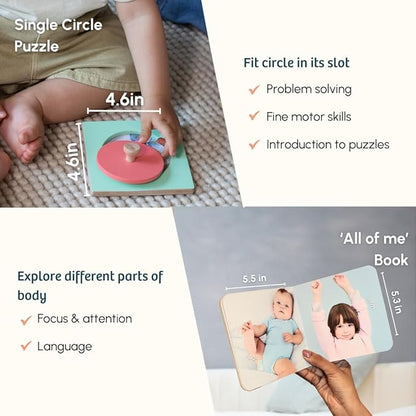 Curious Cub Baby Montessori Learning Wooden Box 4 | Builds Hand-eye Coordination & Language Skills