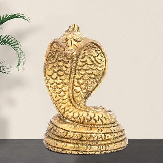 The Advitya Brass Snake Statue for Shivling | Snake Idol Showpiece for Pooja & Decor | 2.5" Inch
