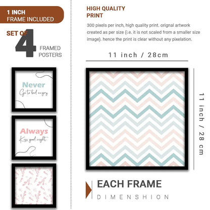 Kotart Never Go to Bed Angry Quotes Frames for Wall Decor Set of 4