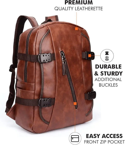 Fur Jaden Brown Backpack Bag for Men of Artificial Leather with Laptop Pocket