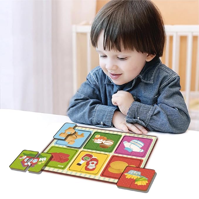 Mini Leaves 2 Piece Wooden Jigsaw Puzzle Set of 6 | Montessori Early Educational Pre School Puzzle Toys for Kids