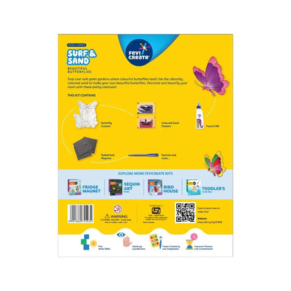 Fevicreate Sand Art Butterflies Art & Craft Kit | Includes Butterfly Templates, Multi-Coloured Sand, Magnet Strip, Spatula & More | by Fevicol | Best Gift for Boys & Girls Age 5+ | Return Gift