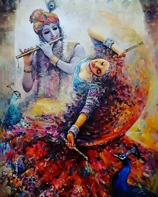 TULIP N TURTLE Radha Krishna Dandia DIY 5D Diamond Painting by Number Kits Diamond Drill Diamond Painting Kit Cross Stitch Pictures Arts Craft