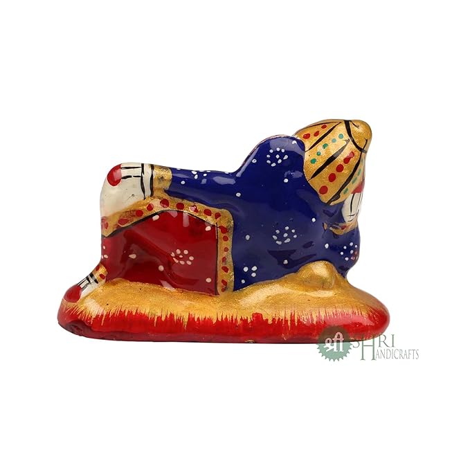 Shri Handicrafts Resting Lord Ganesha With Metal Meenakari Painting Car Dashboard Idol Small Ganpati Statue