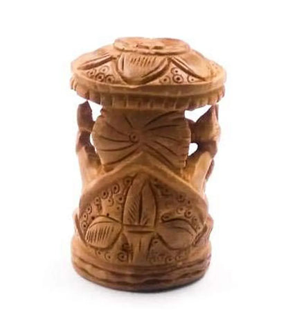 Shri Handicrafts 3" Hand Carved Lord Ganesha with Umbrella Wooden Decorative Idol