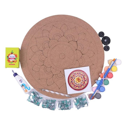 Hobby India Diy Lippan Art Mandala Painting and Craft Kit - Complete Set With Wooden Mandala Board | Mandala Design