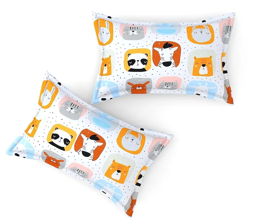 Fresh From Loom Bed Sheet with 2 Pillow Cover Cartoon Printed Double Bed King Size Kids Bedsheet for Boys & Girls Room 144 TC Multi-Color 1