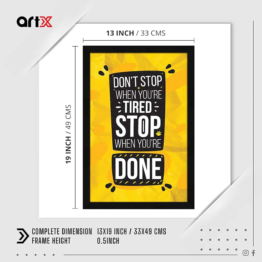 ArtX Paper Stop When You're Done Motivational Quote Framed Wall Art Painting