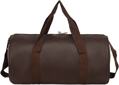 Leather World Vegan Leather 24 Cms Duffle/Shoulder/Gym Bag for Men & Women Brown Travel Friendly Bag Gifts for Men