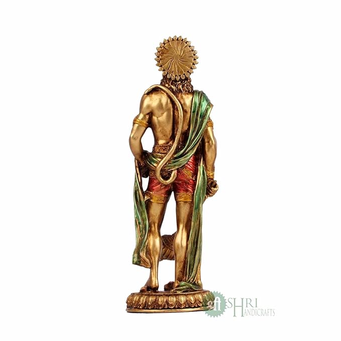 Indicast 10" Inch Cold Cast Resin Hanuman Ji Showpiece Antique Decor Decor Standing Bajrangbali