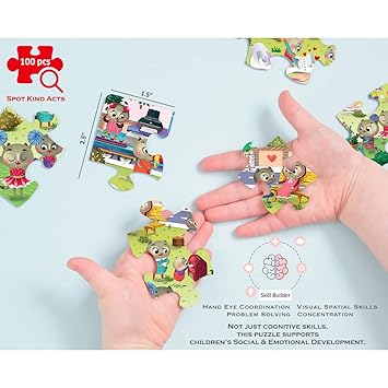 Chalk and Chuckles Chattychoo Cat 100 Piece Jigsaw Puzzle for Kids | Ages 5-10 Years | Educational Puzzle | Social Emotion Skills