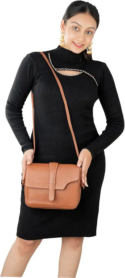 Goatter Genuine Leather Sling Cross-Body Bag For Girls And Women's