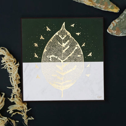 Golden Embossed Wall Painting For Home Decoration , Paintings for Living Room , Modern Art Wall Pinting, For Home Decor (12X12 INCH)