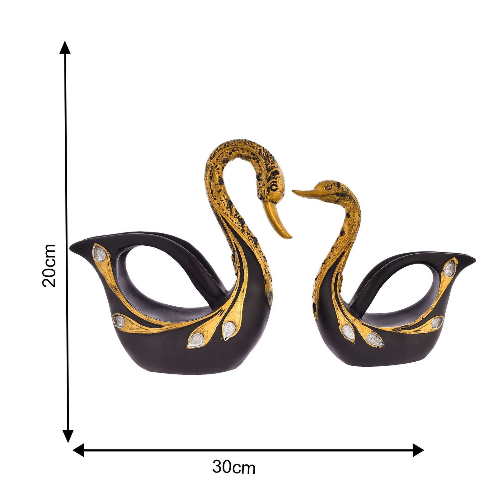 Swan Pair Feather Design Sculpture