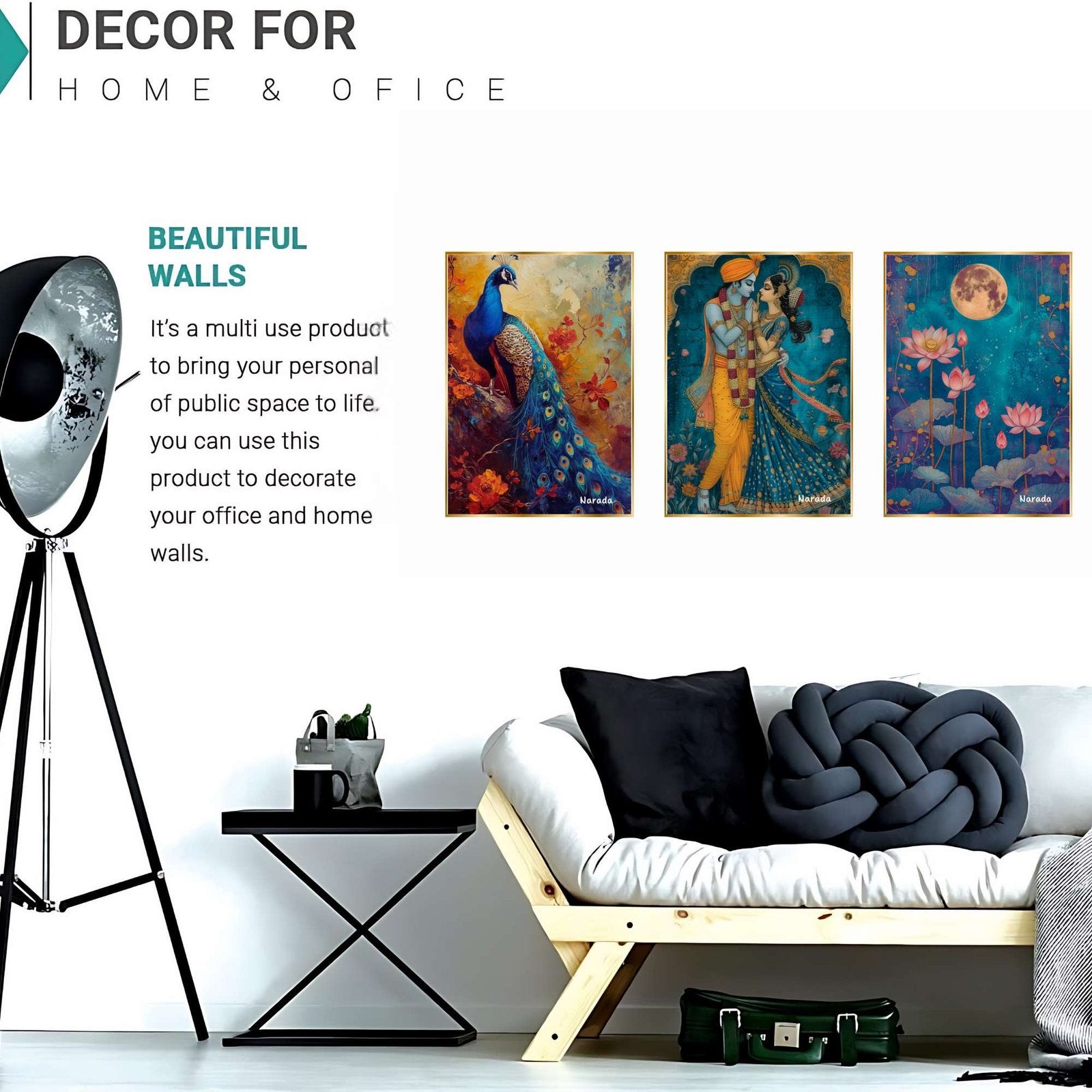 Set of Three Wall Paintings for Wall Dacoration Golden Framed Wall Paintings for Living Room &amp; Bedroom Wall Art for Home Decoration &amp; Office Wall Décor (24×18 inch CH-GD3-12)