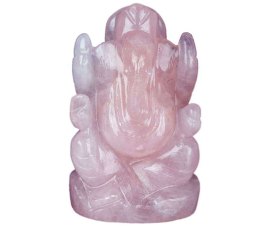 Crystal Ganesha Idol for Home Décor Peace and Serenity Happy Man for Good Luck, Wealth, Prosperity at Home,Office Ganesha Idol For Gift Item (Rose Quartz)