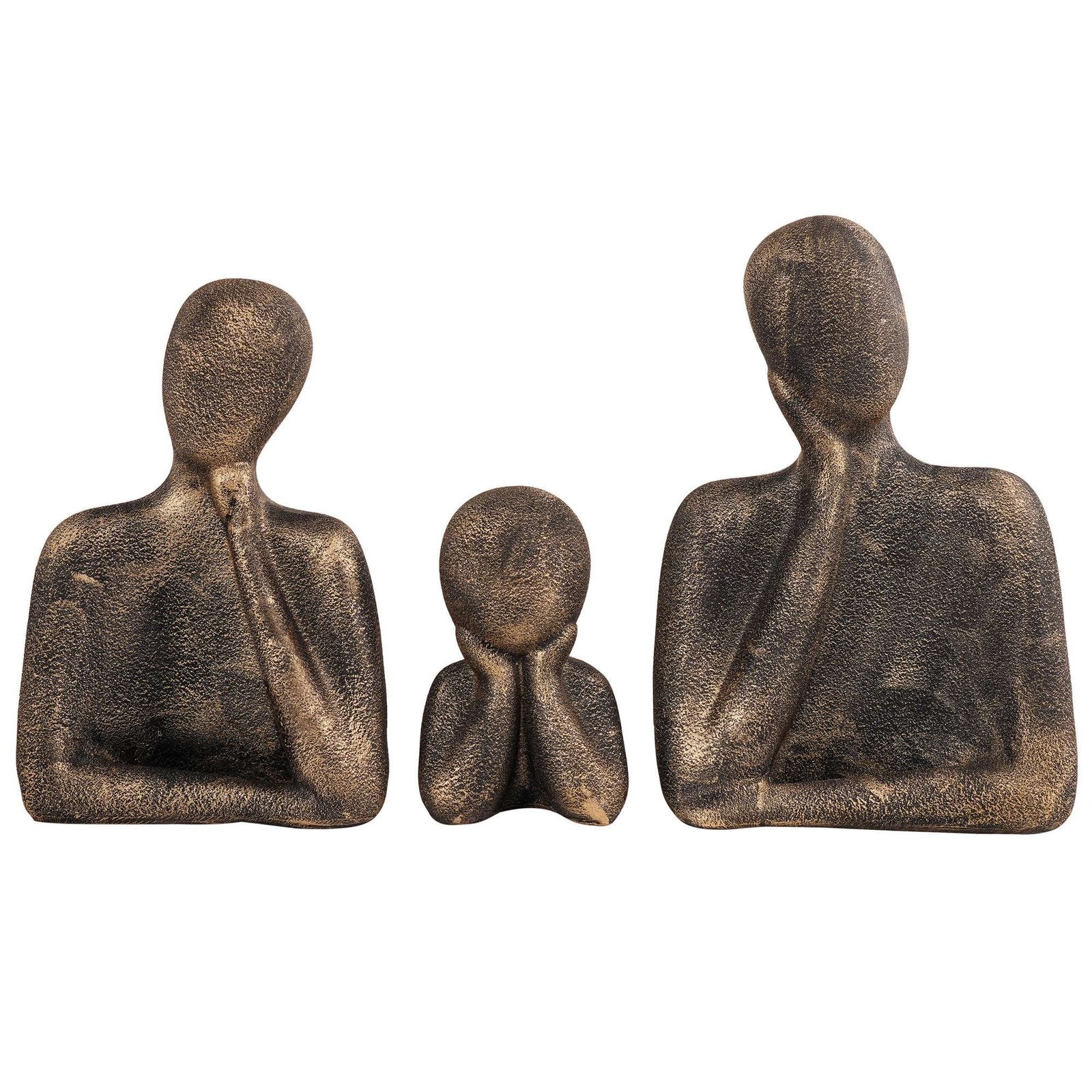 FAMILY Of Three Ornaments Abstract Home Souvenirs Statues Decoration for Home Character brown