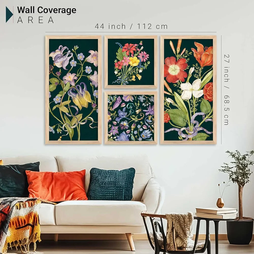 Kotart Home Dacor Abstract Painting Decorative Modern Big Size Wall Art poster With Frame Digital Reprint Engineered Wood Set of 4 Art5