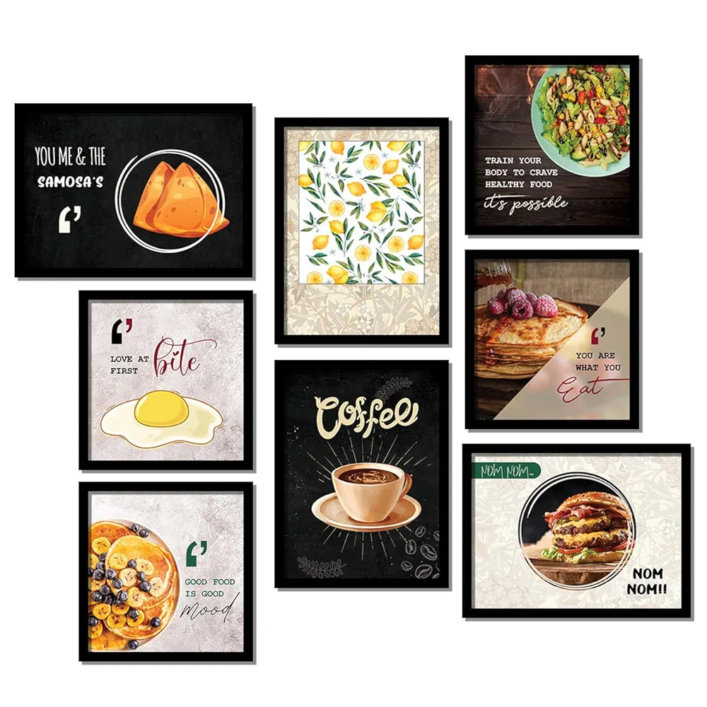 Kotart Paper You Me & Samosa Photo Frames For Kitchen And Restaurant Set Of 8 - Design011