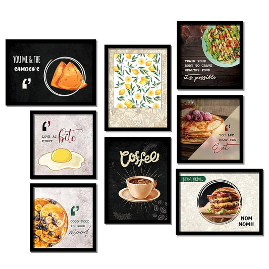 Kotart Paper You Me & Samosa Photo Frames For Kitchen And Restaurant Set Of 8 - Design011