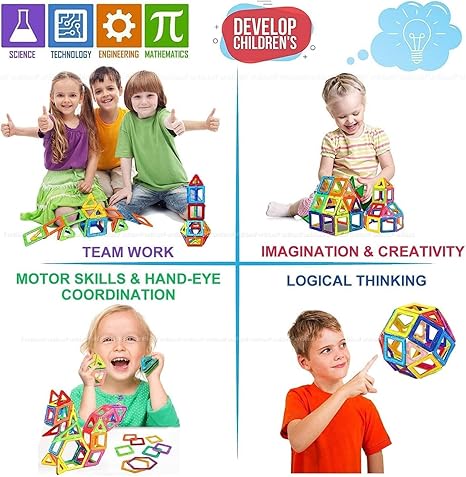 FunBlast Mag Magic Magnetic Building Blocks Puzzle for Kids Learning Toy Block Vehicle Playset