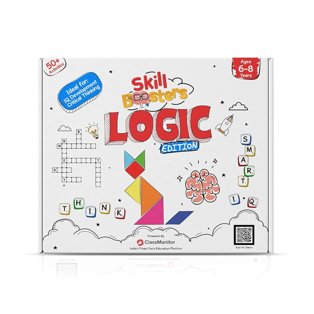 ClassMonitor Brain Development with Free App with 25 Riddles,9 Decoding Activities,Crossword Puzzles,100+ Letter Tiles | Home-Learning Kit for Kids Age Group 6-8 Years