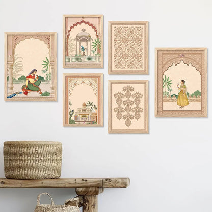 Kotart Madhubani Art Paintings with Frame Traditional Framed Painting C Pack of 6