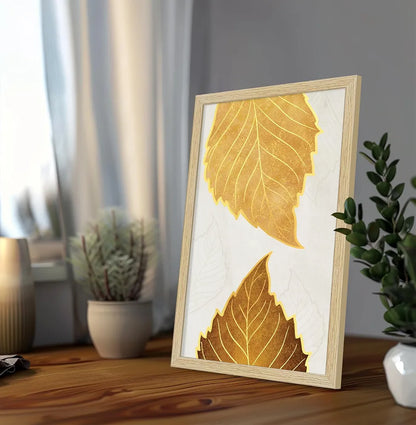 ArtX Paper Modern Art Wall Painting Big Size Leaves Framed Set Of 3