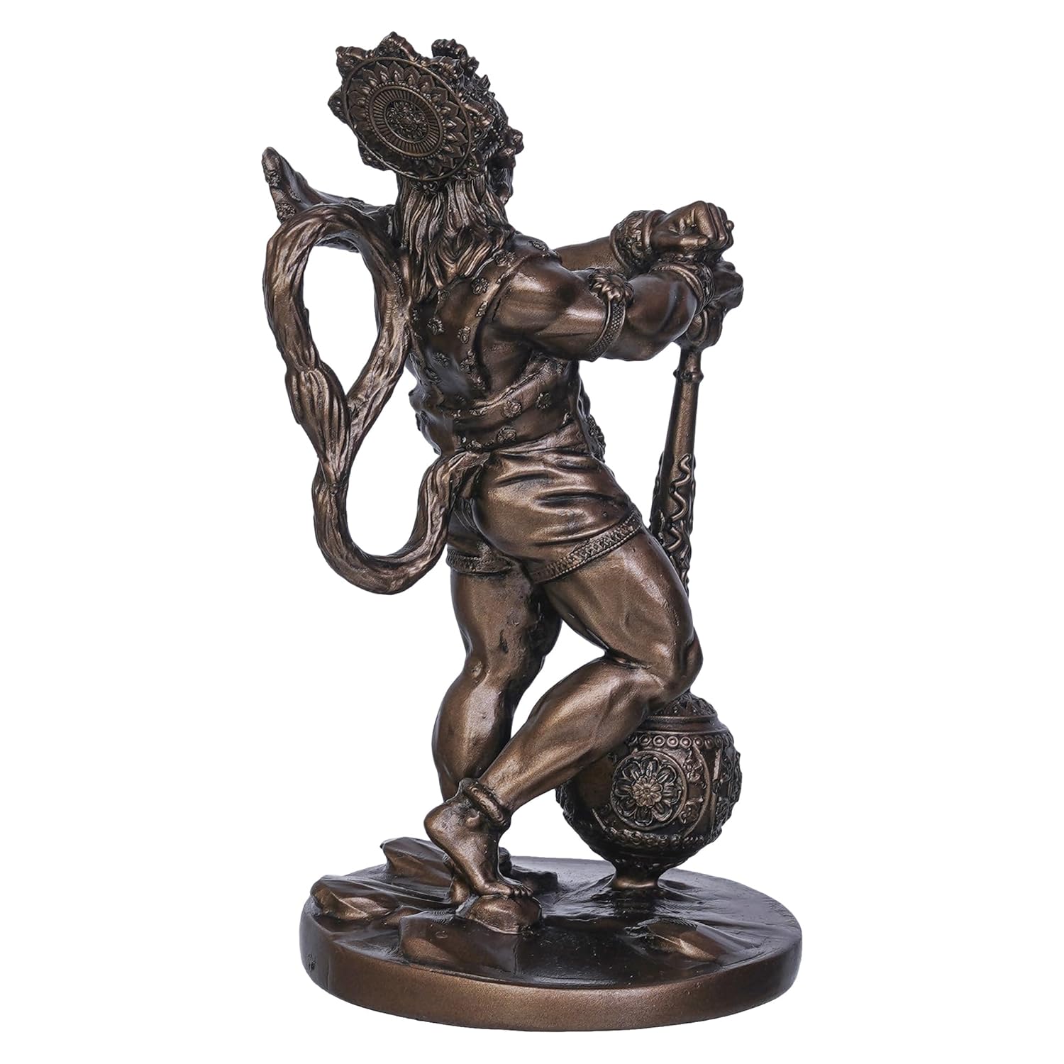 Ecraftindia Golden Polyresin Handcrafted Standing Lord Hanuman Statue With Gada/ Mace | Ideal for Hanuman Jayanti