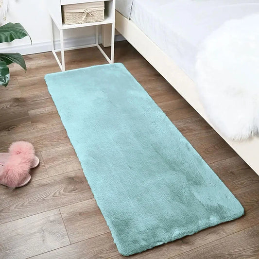 Luxe Home Runner Super Soft Anti Skid Rabbit Fur 2 X 5 Ft  Colour Turquish