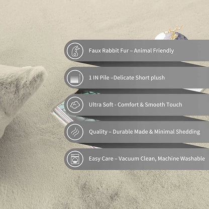 Luxe Home International Ruffle Bath Mat Rabbit Fur 1000 GSM Bathroom Door Rectangular Foot Mats 45X75 Cm Colour Beige