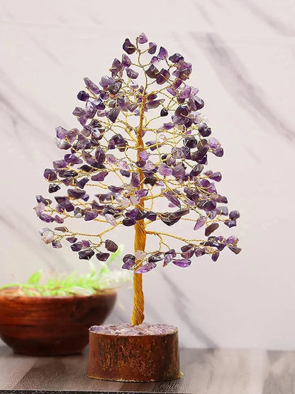 Zaicus Seven Chakra Gemstone Tree Crystal Tree of Life Feng Shui 10-12 Inch Silver Wire