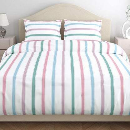 Haus & Kinder Cotton Bed Sheet for King Size Bed (108 x 108 Inches) with 2 Pillow Covers | 186 TC Bedsheet Blue Spectrum