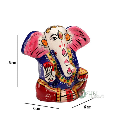 Shri Handicrafts Blessing Lord Ganesha With Metal Meenakari Painting Car Dashboard Idol Small Ganpati Statue for Puja Temple Office Gifts