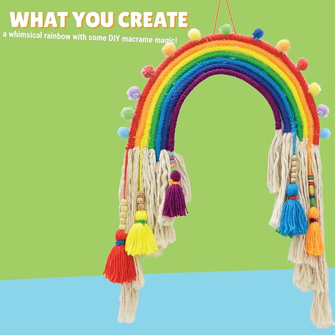 Kalakaram Diy Macrame Rainbow Kit | Macrame Craft Kit for Beginners | Diy Kids Room Decor | Activity Kit for Kids