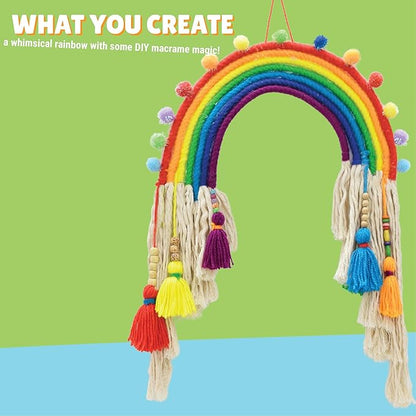 Kalakaram Diy Macrame Rainbow Kit | Macrame Craft Kit for Beginners | Diy Kids Room Decor | Activity Kit for Kids