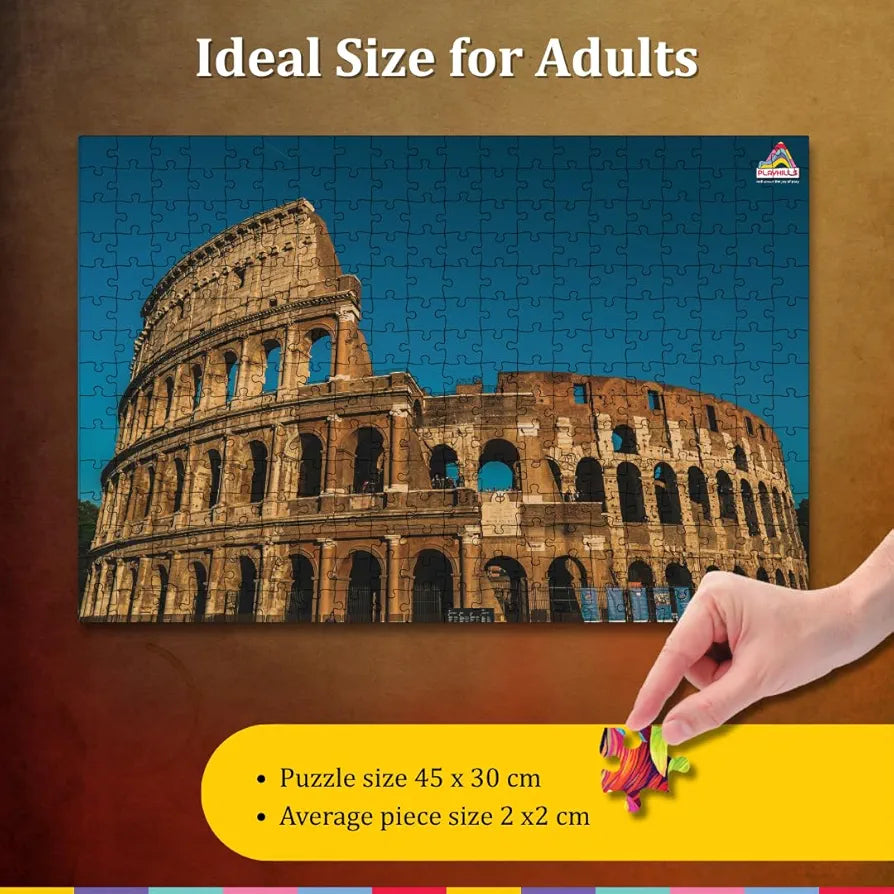 Playhills The Collosseum, Rome  Global Architecture Wooden Jigsaw Puzzle for Children and Adults 8+ Years| Focus, Mind Relaxation Puzzles Family and Activity Games