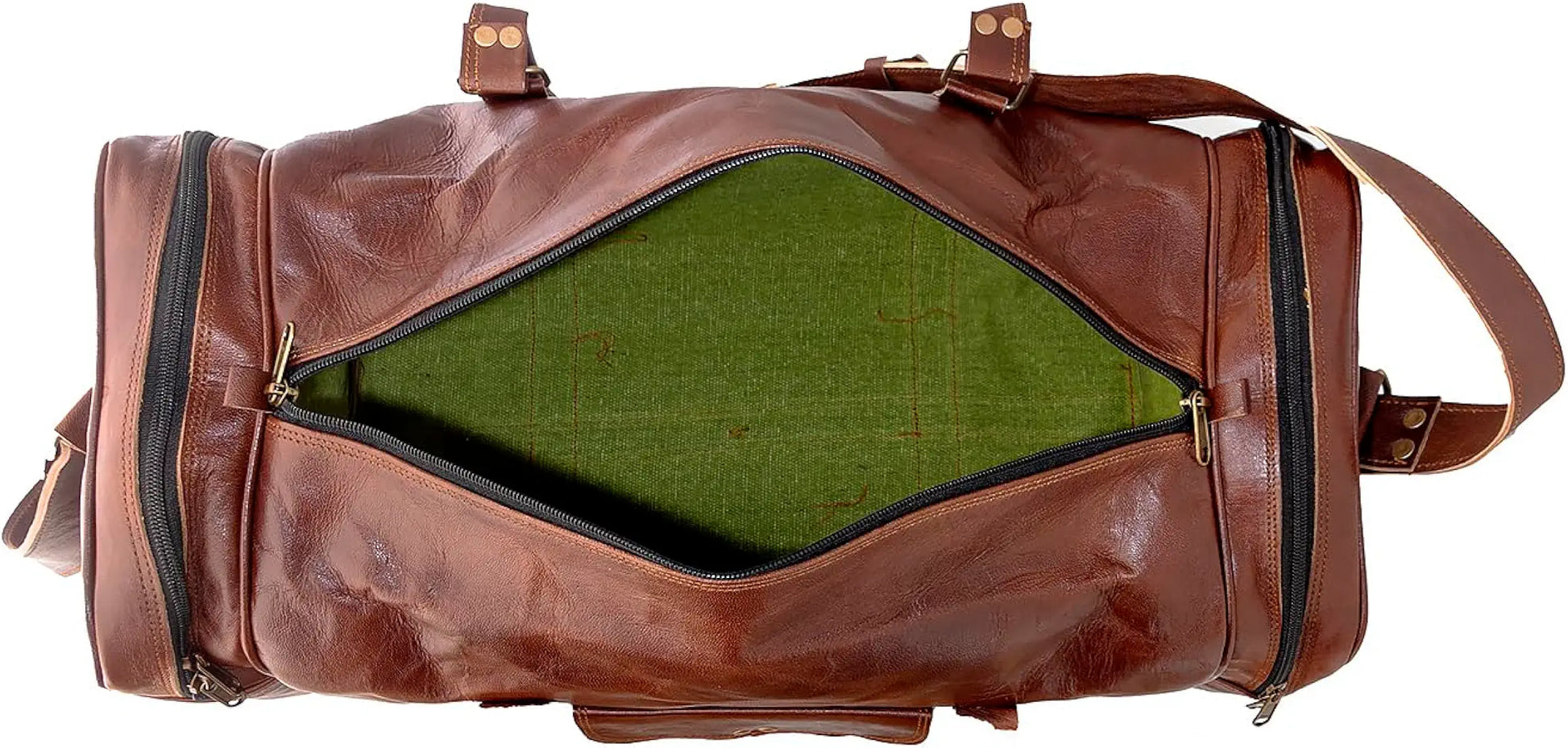 Goatter Genuine Leather Multi Pockets Travel 22" Inch Duffle Bag for Men Large Size