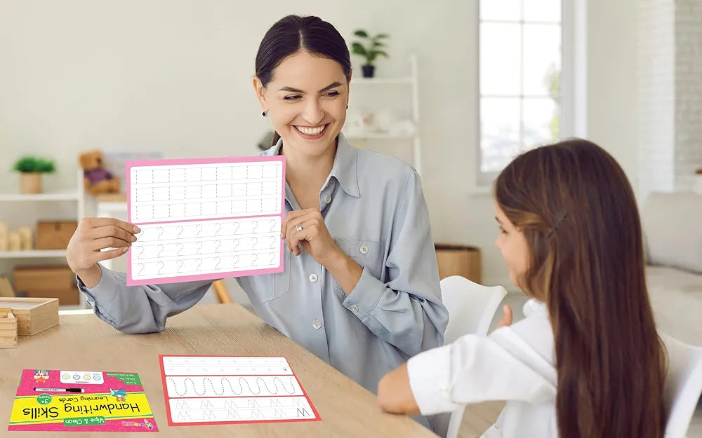 Handwriting Skills Flash Cards for Kids Early Learning Reusable 16 Flashcards for 3+ Years | Improve The Writing Skill | Fun & Easy Learning Way for Preschoolers | Wipe & Clean Marker Pen