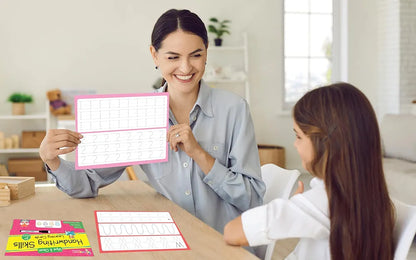 Handwriting Skills Flash Cards for Kids Early Learning Reusable 16 Flashcards for 3+ Years | Improve The Writing Skill | Fun & Easy Learning Way for Preschoolers | Wipe & Clean Marker Pen