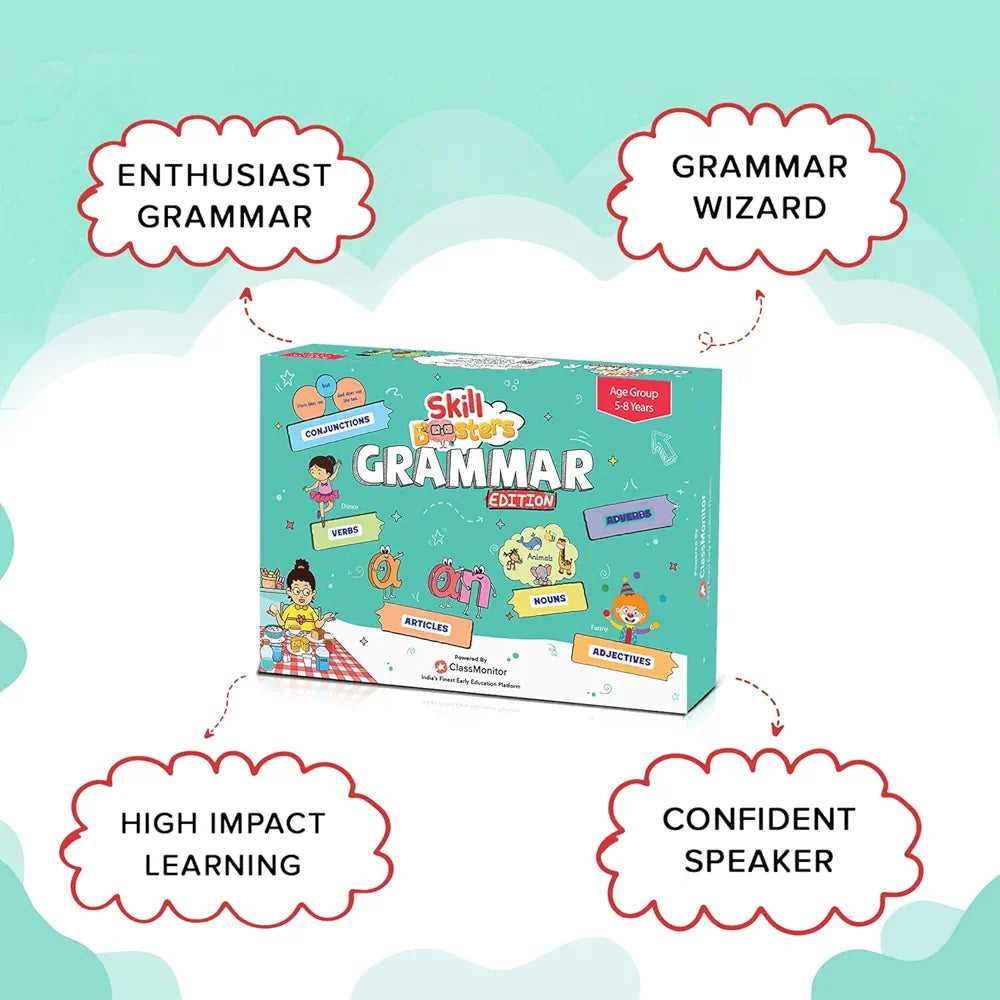 ClassMonitor English Grammar Learning Kit with Free Mobile App | Practice Workbook Educational Kit | Skill Booster Activity for Language Learning Nouns, Adjectives for Kids