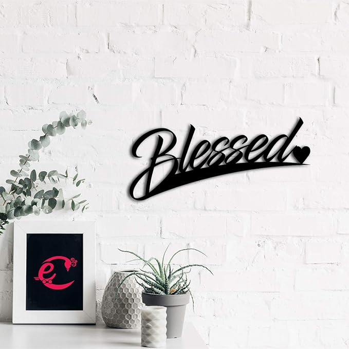 Ecraftindia Blessed Black Engineered Wood Cutout Wall Art Decor | Spiritual, Religious Wall Hanging