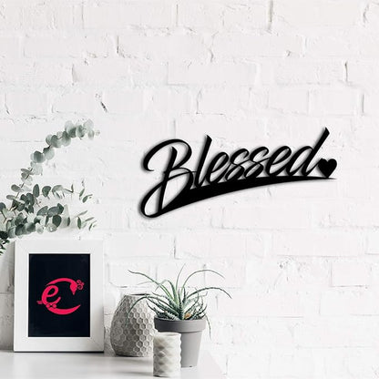 Ecraftindia Blessed Black Engineered Wood Cutout Wall Art Decor | Spiritual, Religious Wall Hanging