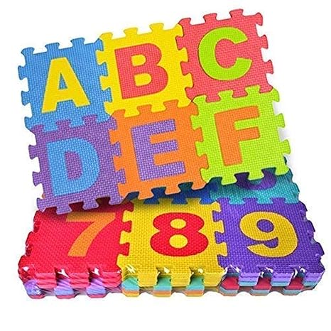 FunBlast 36 Pieces Mini Puzzle Foam Mat for Kids Learning Alphabet and Number Mat