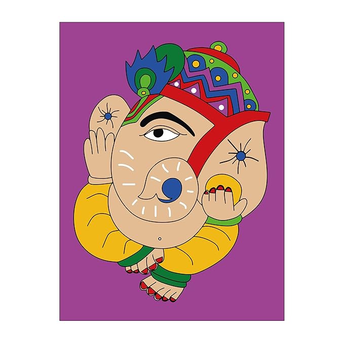 Hobby India Self Painting Beautiful Shree Ganesha Canvas | Pre-designed Canvas Board for Best Gift Adults & Artist